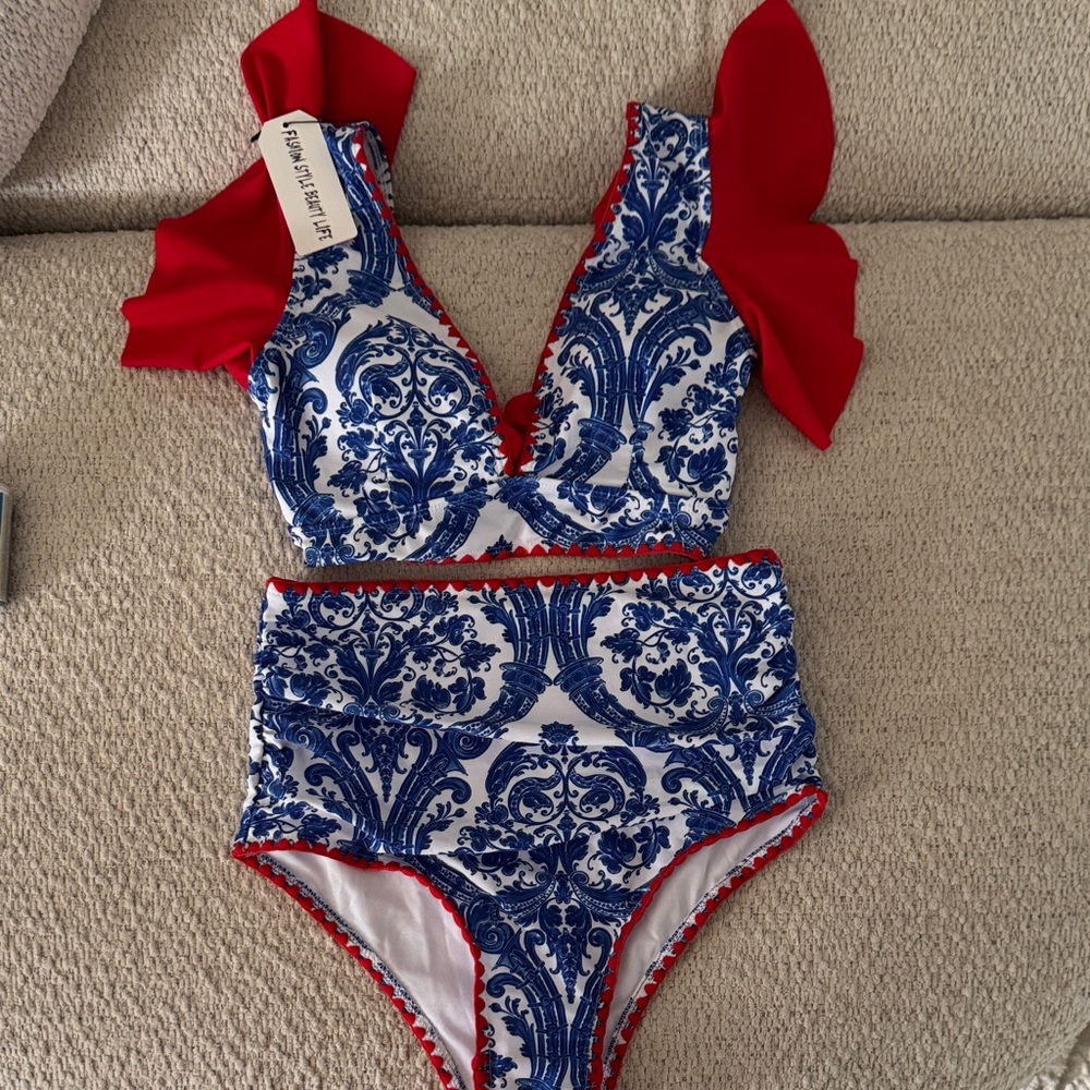 Sporlike Women's Blue and Red Swim Set